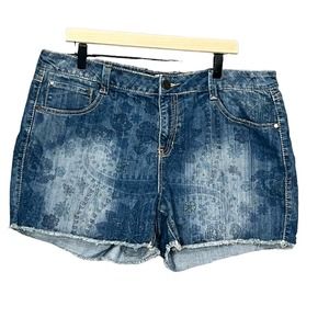 Route 66 Denim Cutoff shorts with Paisley Pattern Size‎ 18